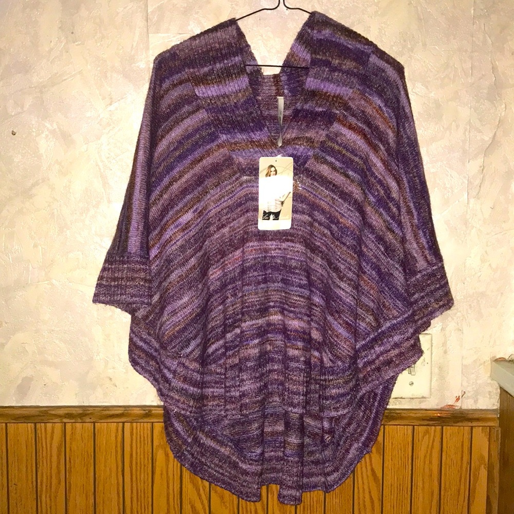 Multi color autumn purple Leo & Nicole cape like sweater
